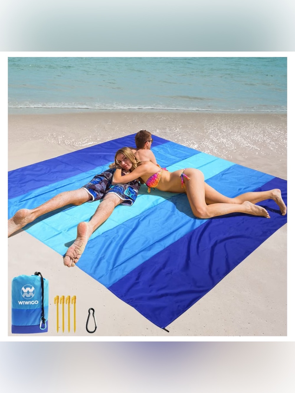 NWT WIWIGO Beach Blanket Mat Waterproof Sandproof for 2-8 Adults Quick Drying